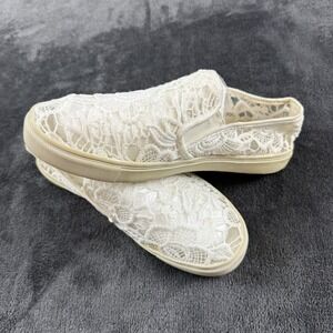 VTG Mossimo Y2K Lace Crochet Slip-On Shoes Womens 6.5 White Floral Cottagecore